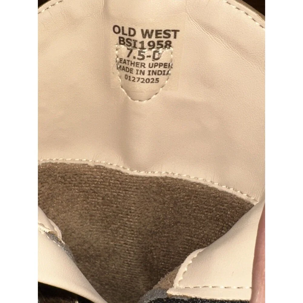 Old West Western Boots Baby Girl Zip Leather Heavy Stitch Burnt Tan BSI1958 LkNw